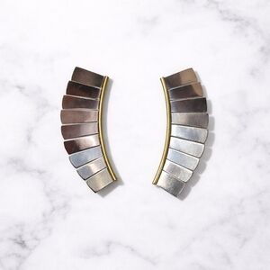 Vintage Taxco Sterling Silver Fan Earrings TC-118 Mexico Modernist 925 Statement